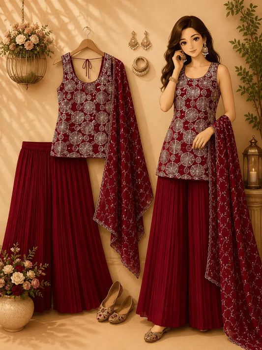 Simmer Silk Top Plazzo Set