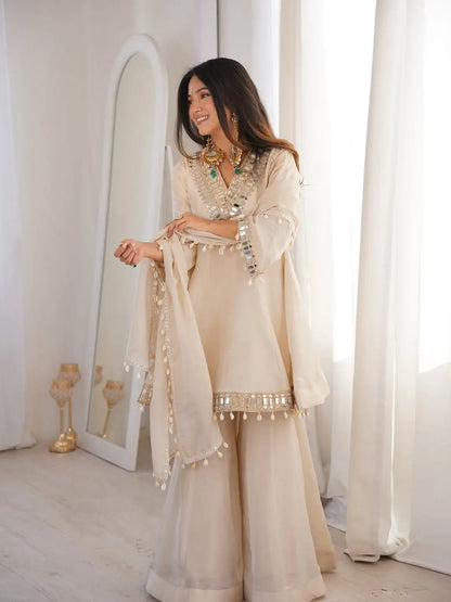 Soft Chinnon Suit with Palazzo Set
