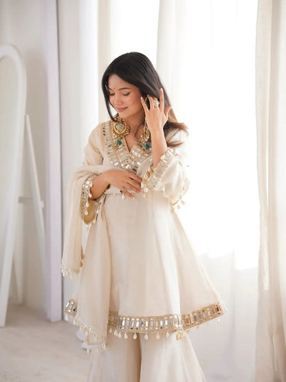 Soft Chinnon Suit with Palazzo Set
