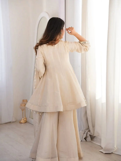 Soft Chinnon Suit with Palazzo Set