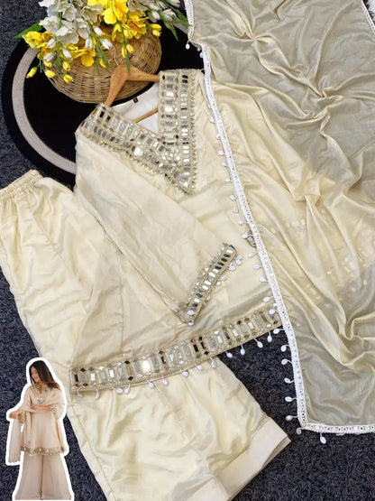 Soft Chinnon Suit with Palazzo Set