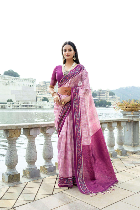 Soft Silk Saree with Zari Weaving Pattern for Women
