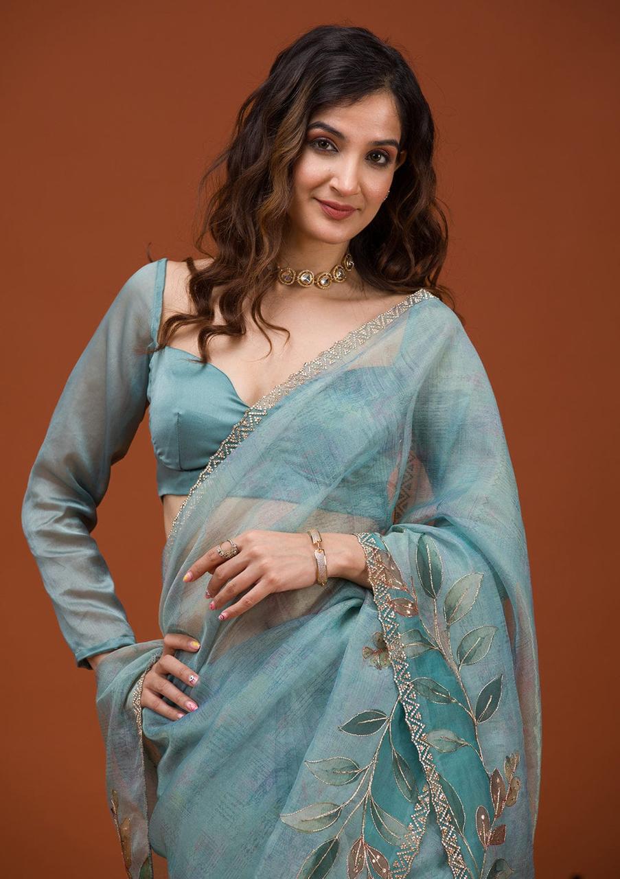 Soft Tabby Organza Printed Saree for Festive Collection