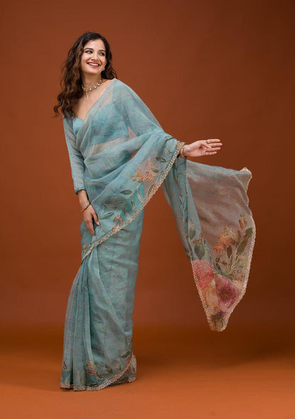 Soft Tabby Organza Printed Saree for Festive Collection