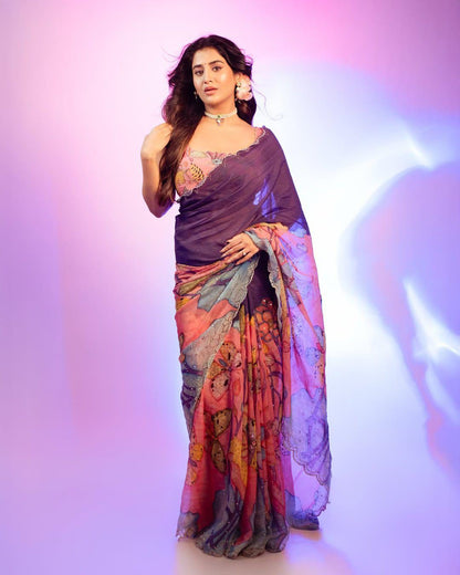Soft Tebby Silk Saree for Party Occasion