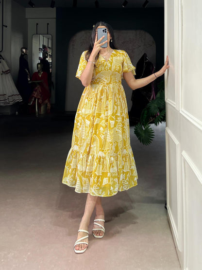 Soft Yellow Frock for Summer Wear