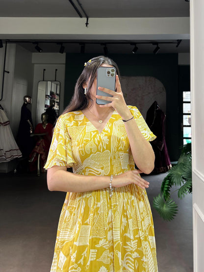 Soft Yellow Frock for Summer Wear