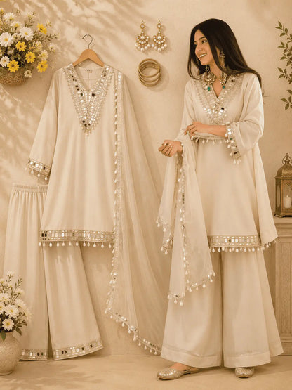 Soft Chinnon Suit with Palazzo Set