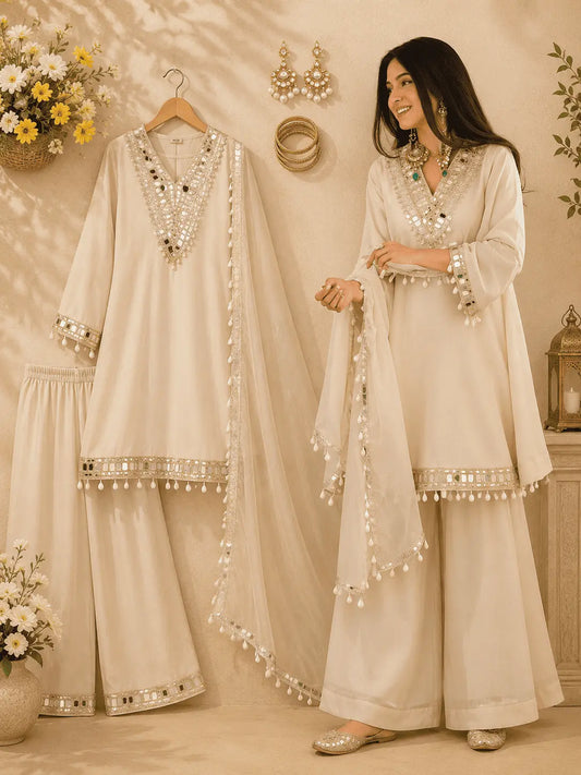 Soft Chinnon Suit with Palazzo Set