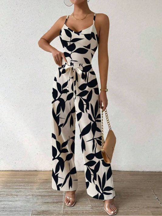 House of She look Floral Print Jumpsuit with Adjustable Tie Knot for Women