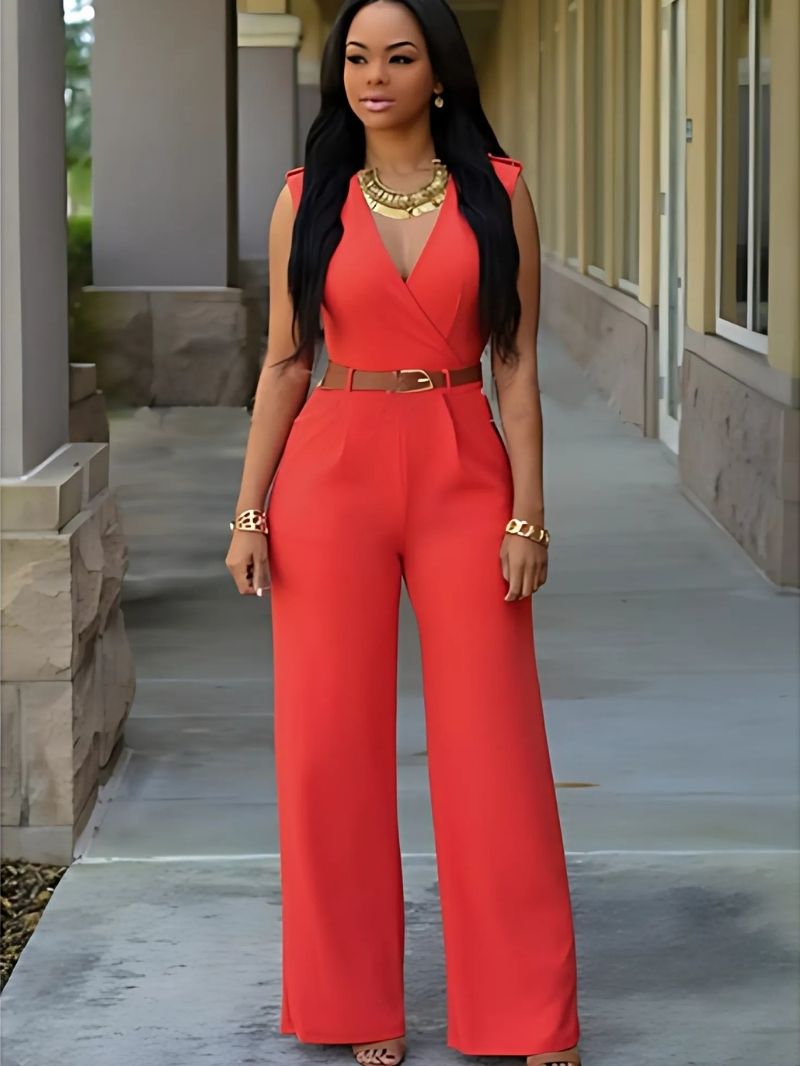 House of She Look Women's Sleeveless Party Jumpsuits with Belt 