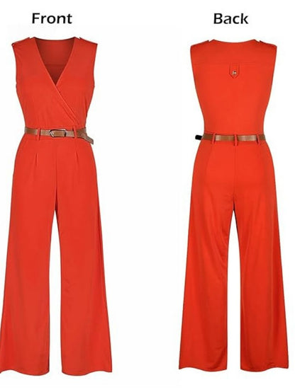 House of She Look Women's Sleeveless Party Jumpsuits with Belt 