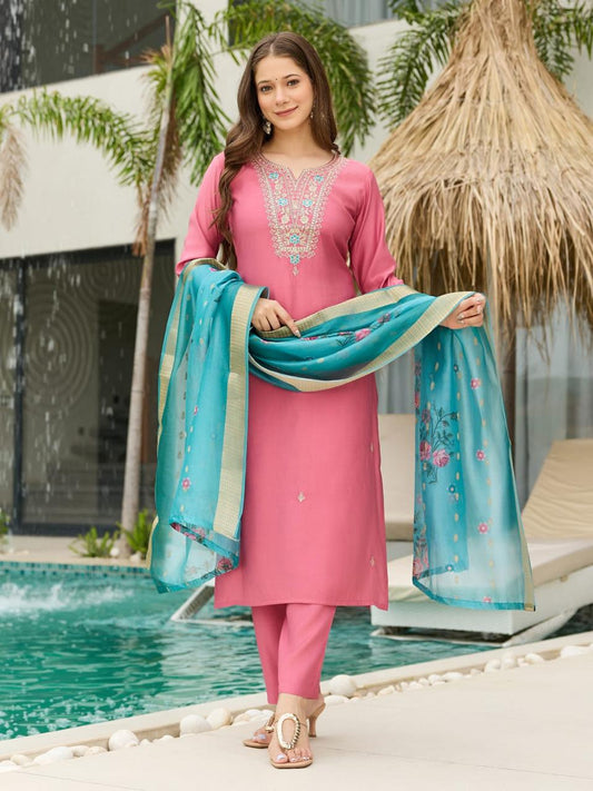 Stylish Chanderi Silk Suit for Anniversary Wear