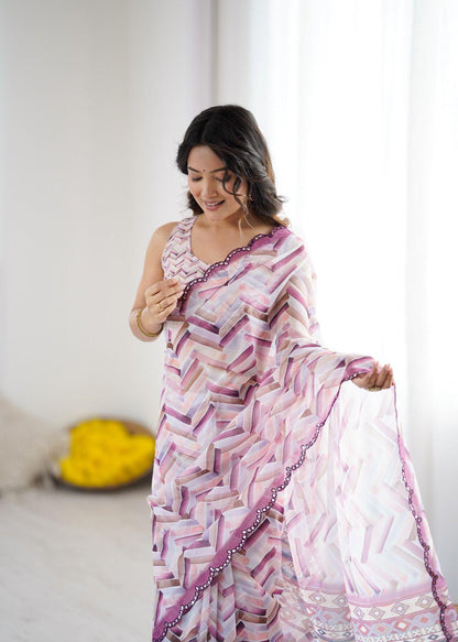 Stylish Georgette Fabric Saree for Special Occasion