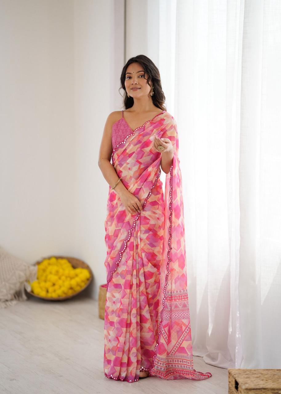 Stylish Georgette Fabric Saree for Special Occasion