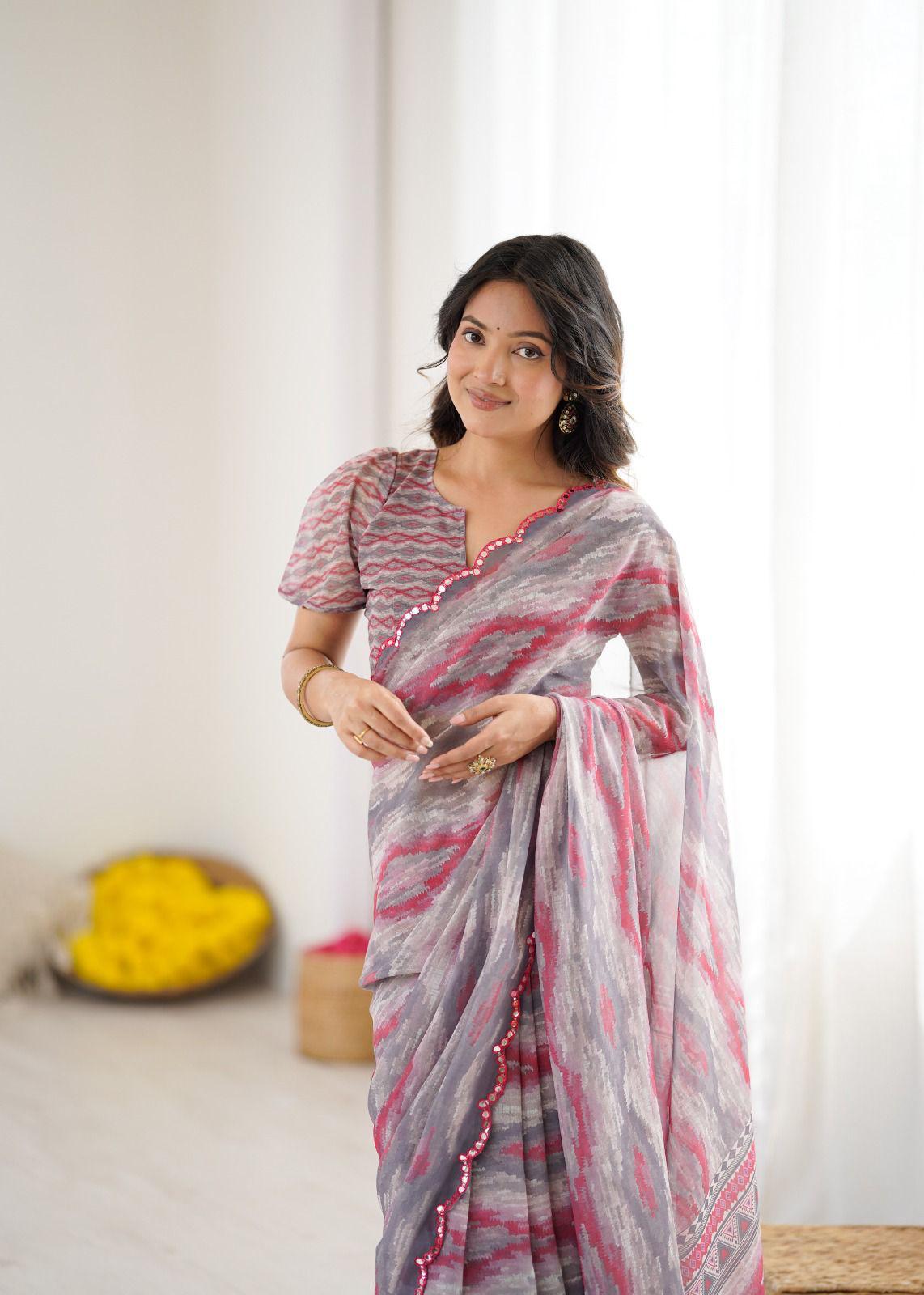Stylish Georgette Fabric Saree for Special Occasion
