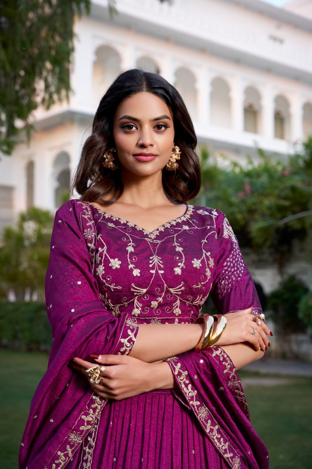 Stylish Purple Lehenga Set for Weddings & Special Events