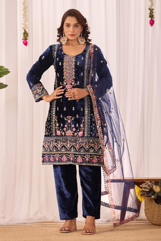 Stylish Velvet Suit Pant with Dupatta for Women