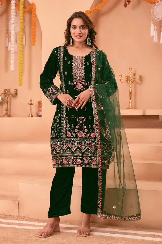 Stylish Velvet Suit Pant with Dupatta for Women