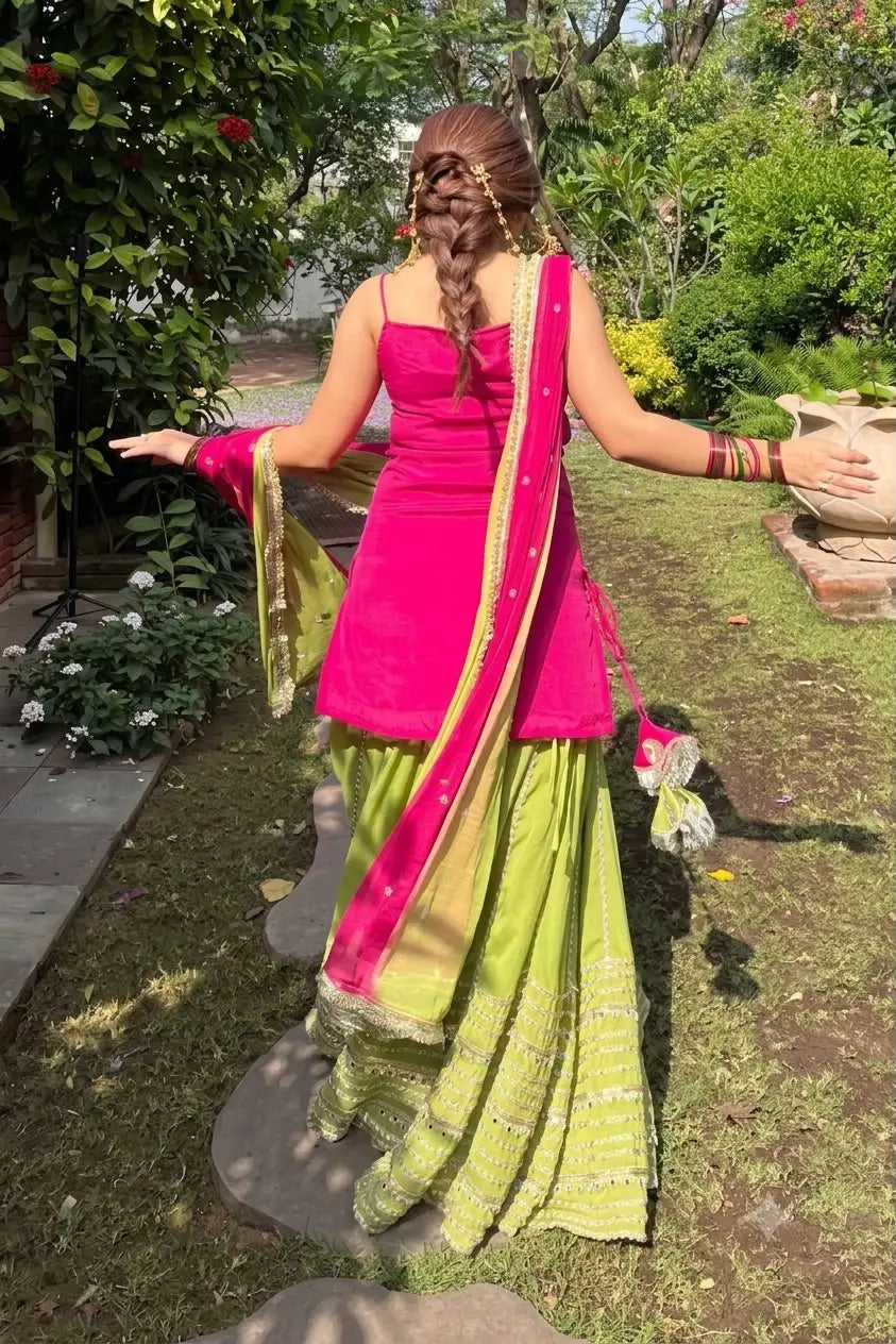 Three Piece Crop Top Lehenga Set