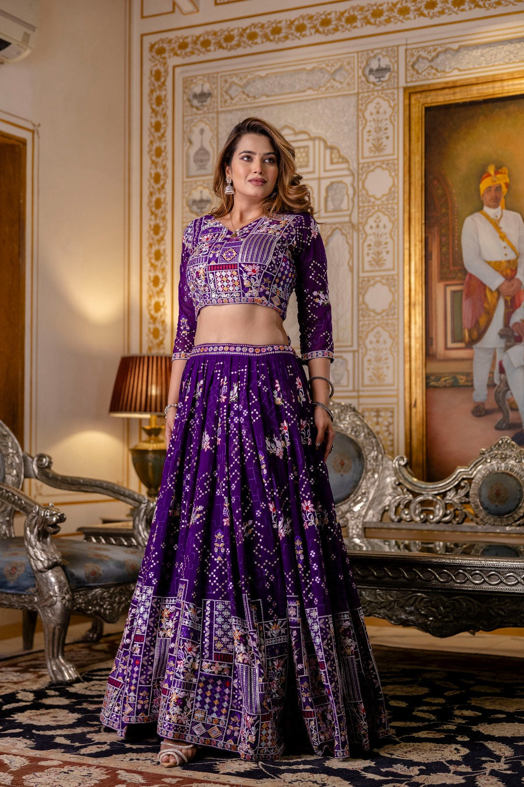 Traditional Embroidered Lehenga Choli with Dupatta
