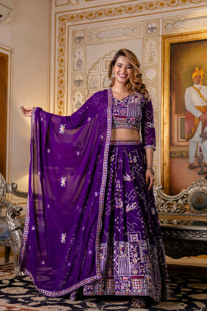 Traditional Embroidered Lehenga Choli with Dupatta