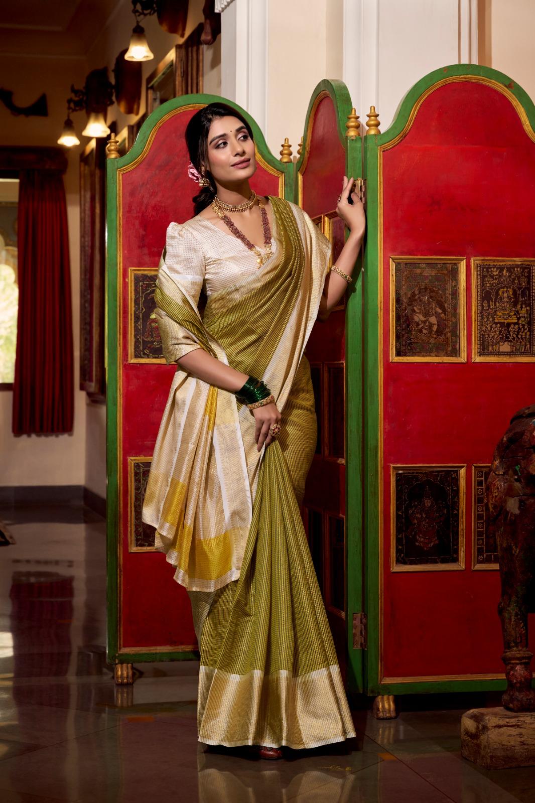 Traditional Jacquard Saree with Zari Weaving Work