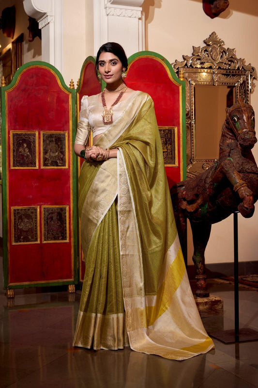 Traditional Jacquard Saree with Zari Weaving Work