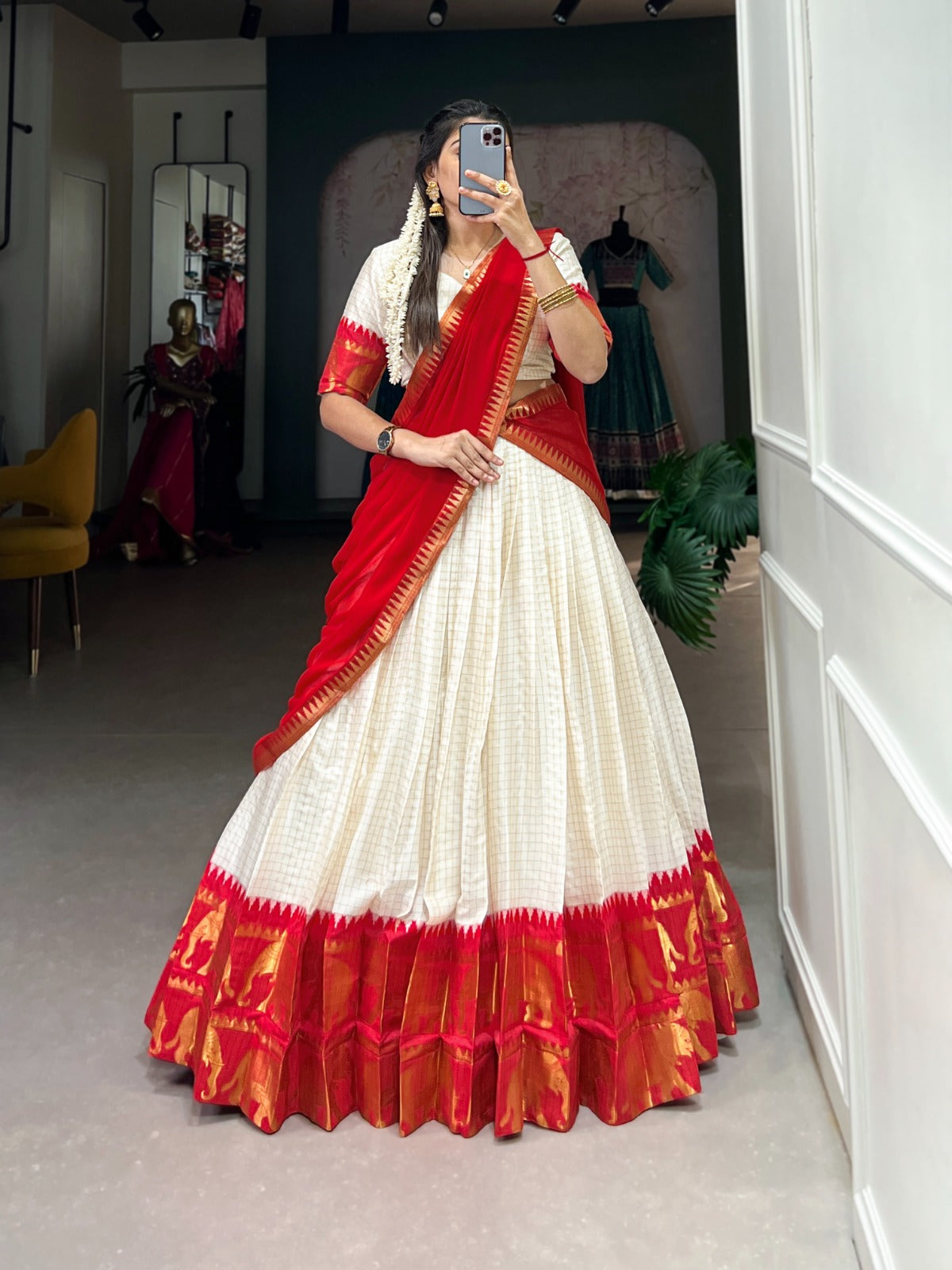 Traditional Kalyani Cotton Lehenga Choli with Dupatta