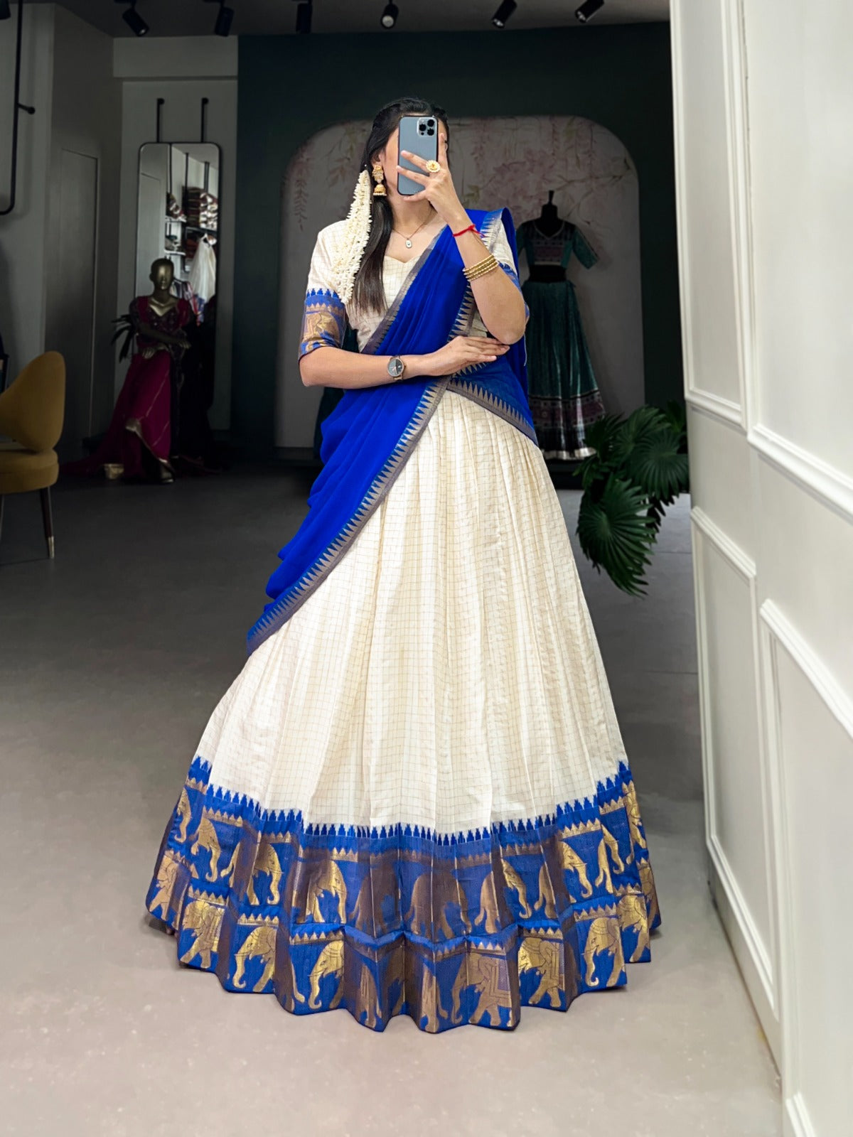 Traditional Kalyani Cotton Lehenga Choli with Dupatta