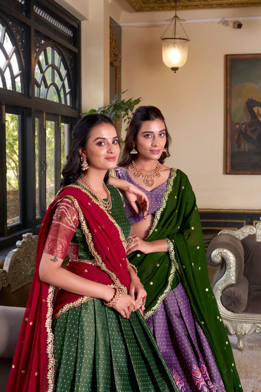 Traditional Kanchipuram Lehenga Choli Set for Girls