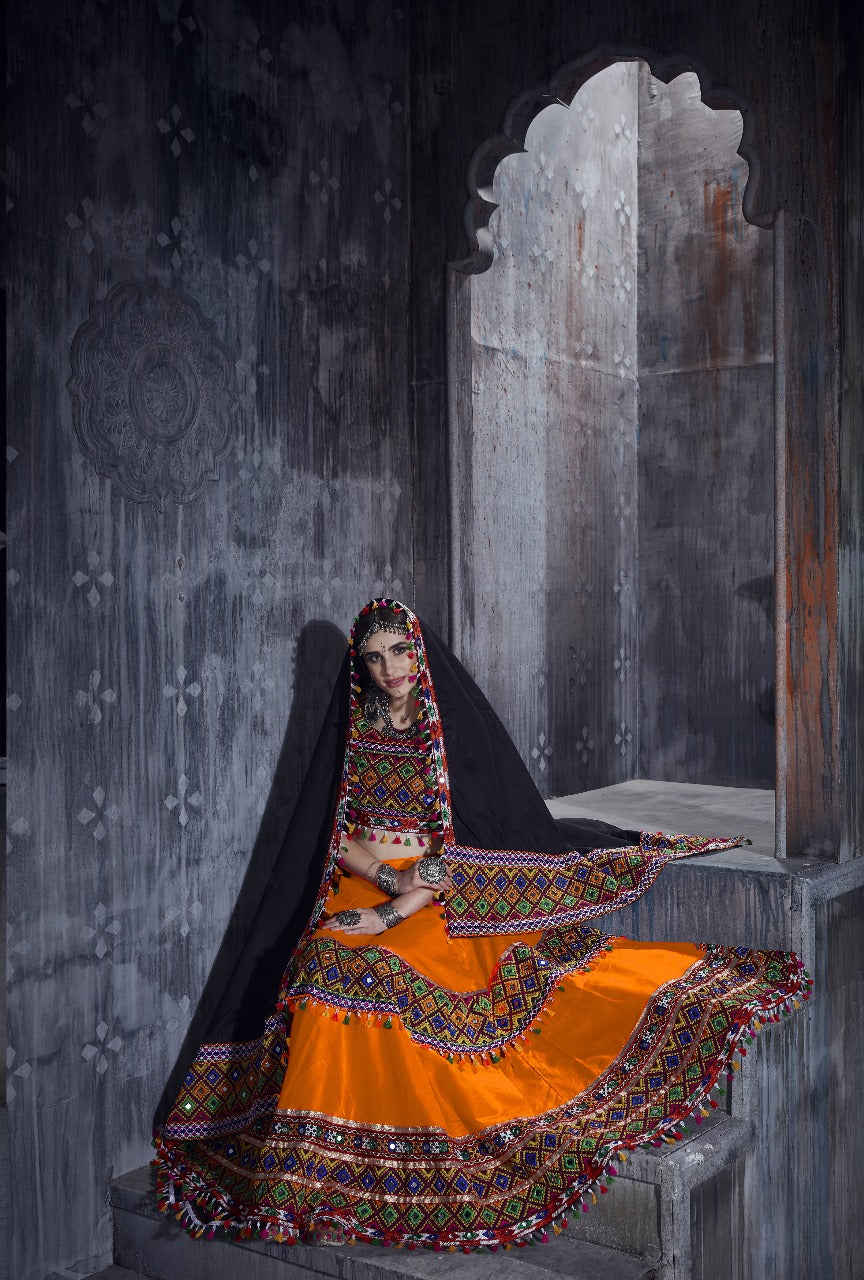Traditional Mirror Work Lehenga with Kutchi Embroidery