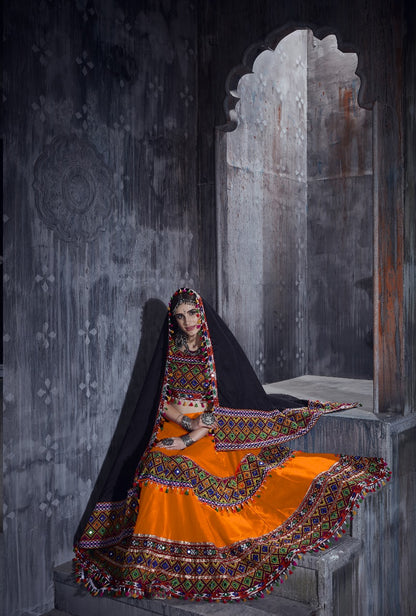 Traditional Mirror Work Lehenga with Kutchi Embroidery