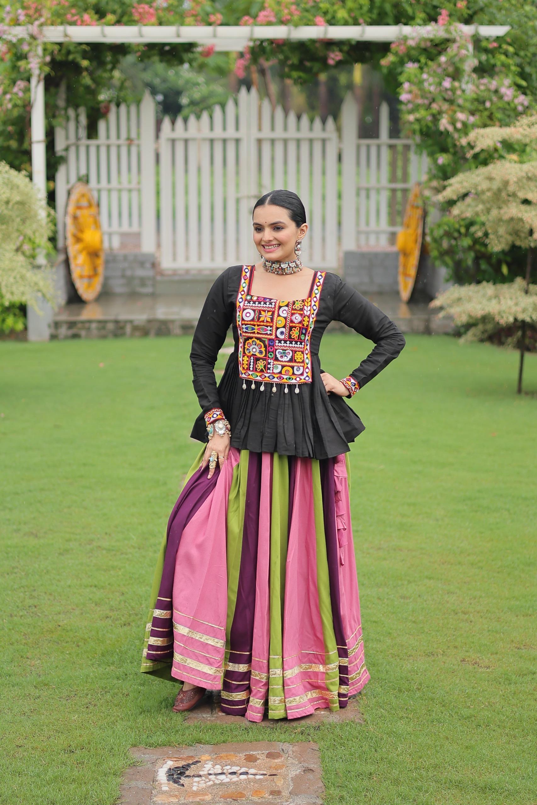 Traditional Mirror Work Peplum Lehenga for Festive Wear