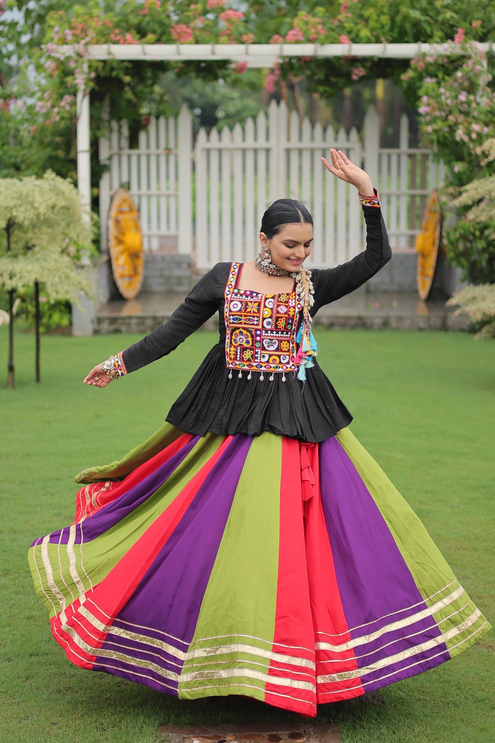 Traditional Mirror Work Peplum Lehenga for Festive Wear