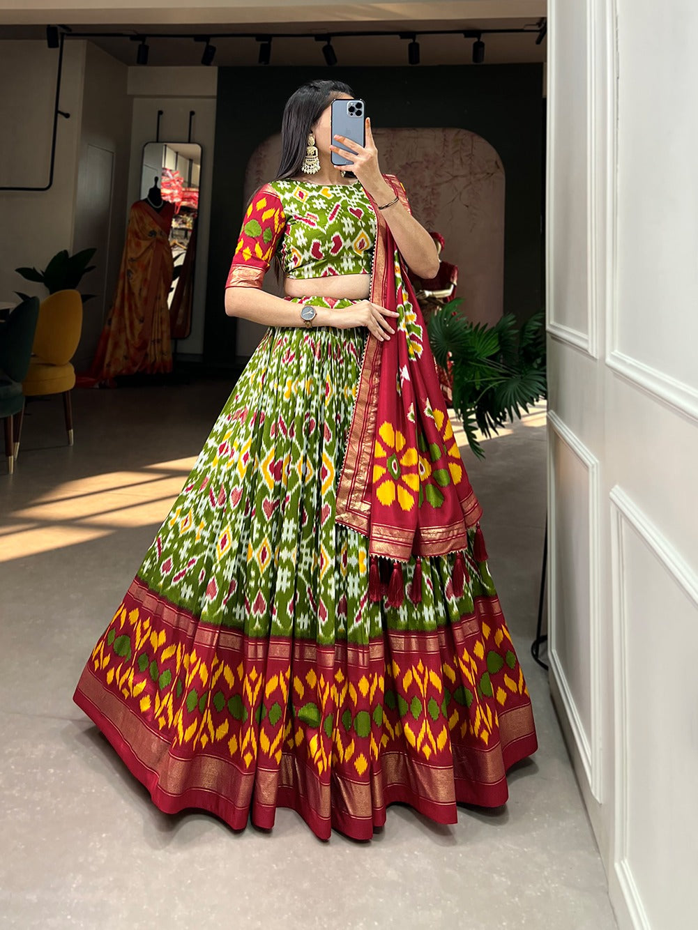 Traditional Patola Printed Lehenga Choli with Dupatta