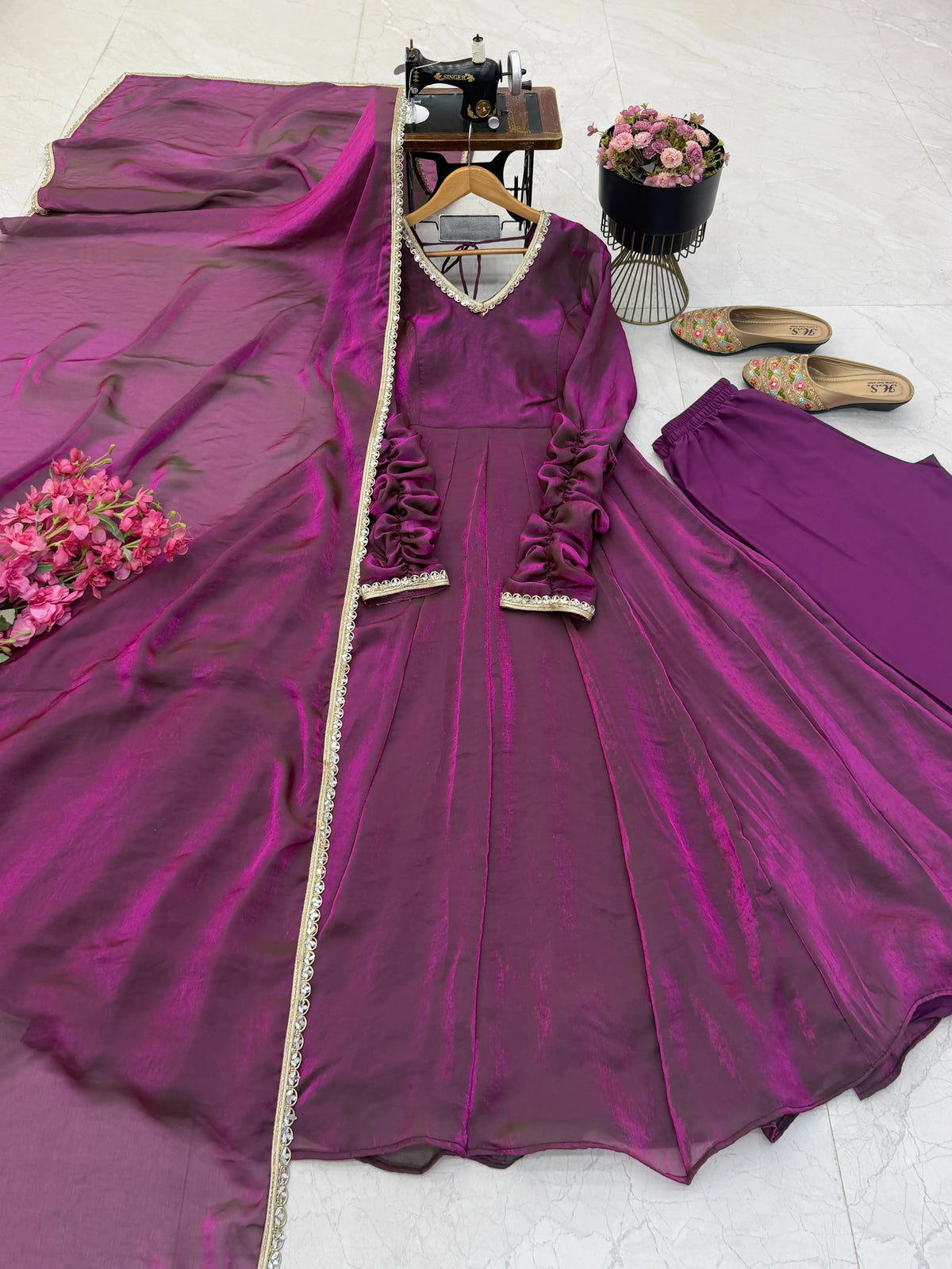 Trending Full Sleeve Party Wear Gown