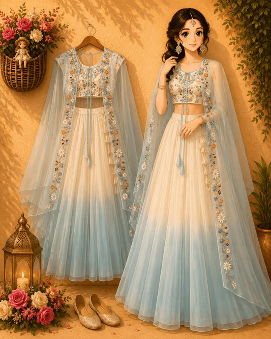 Trending Party Wear Shrug with Lehenga