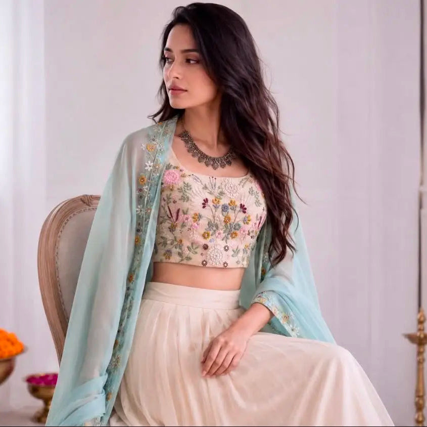 Trending Party Wear Shrug with Lehenga