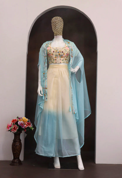 Trending Party Wear Shrug with Lehenga