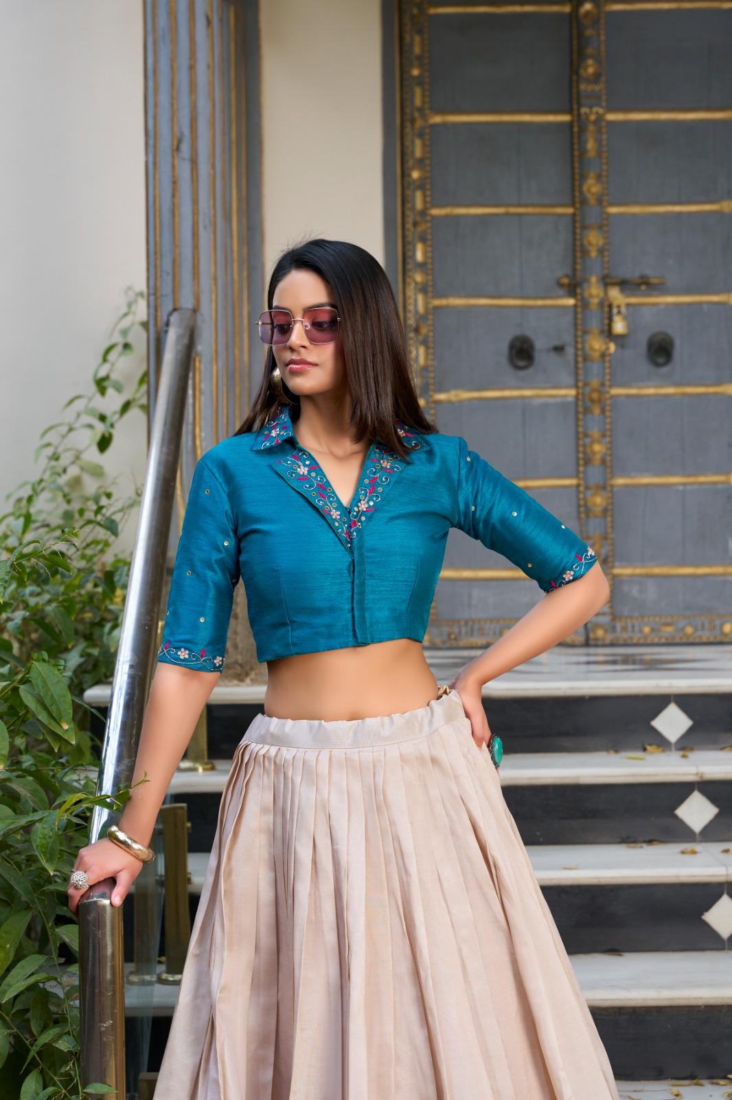 Tussar Floral Lehenga Set for Events and Festive Wear