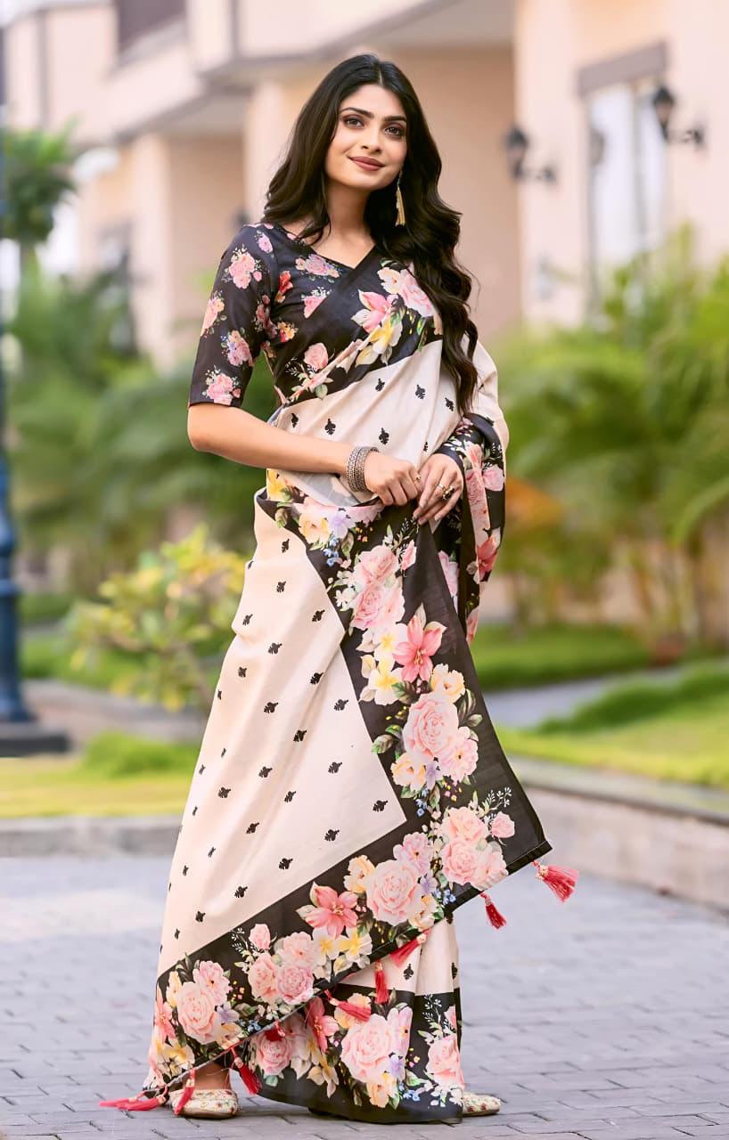 Tussar Silk Saree for Festive Occasion & Party Wear