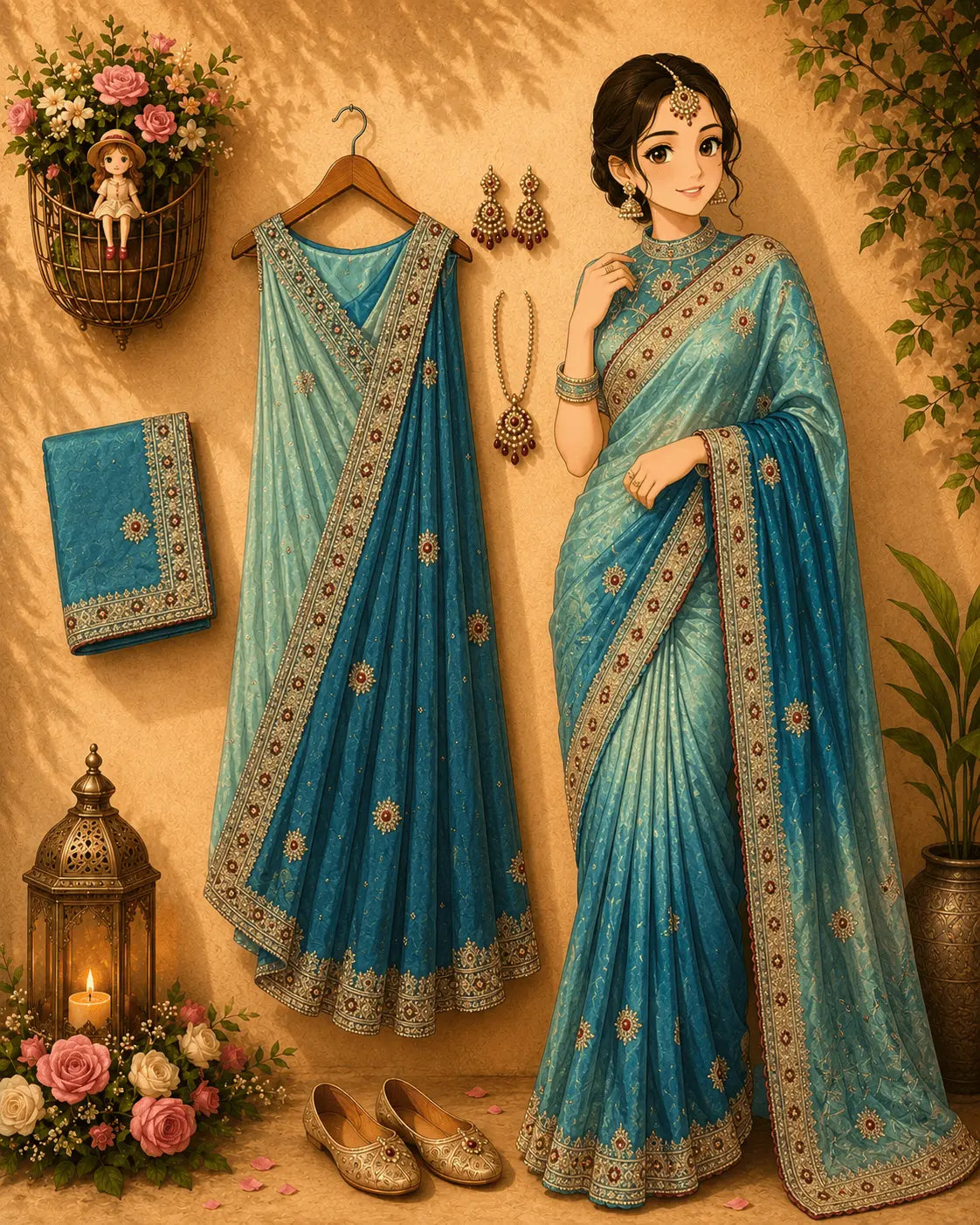 Two Tone Space Silk Saree