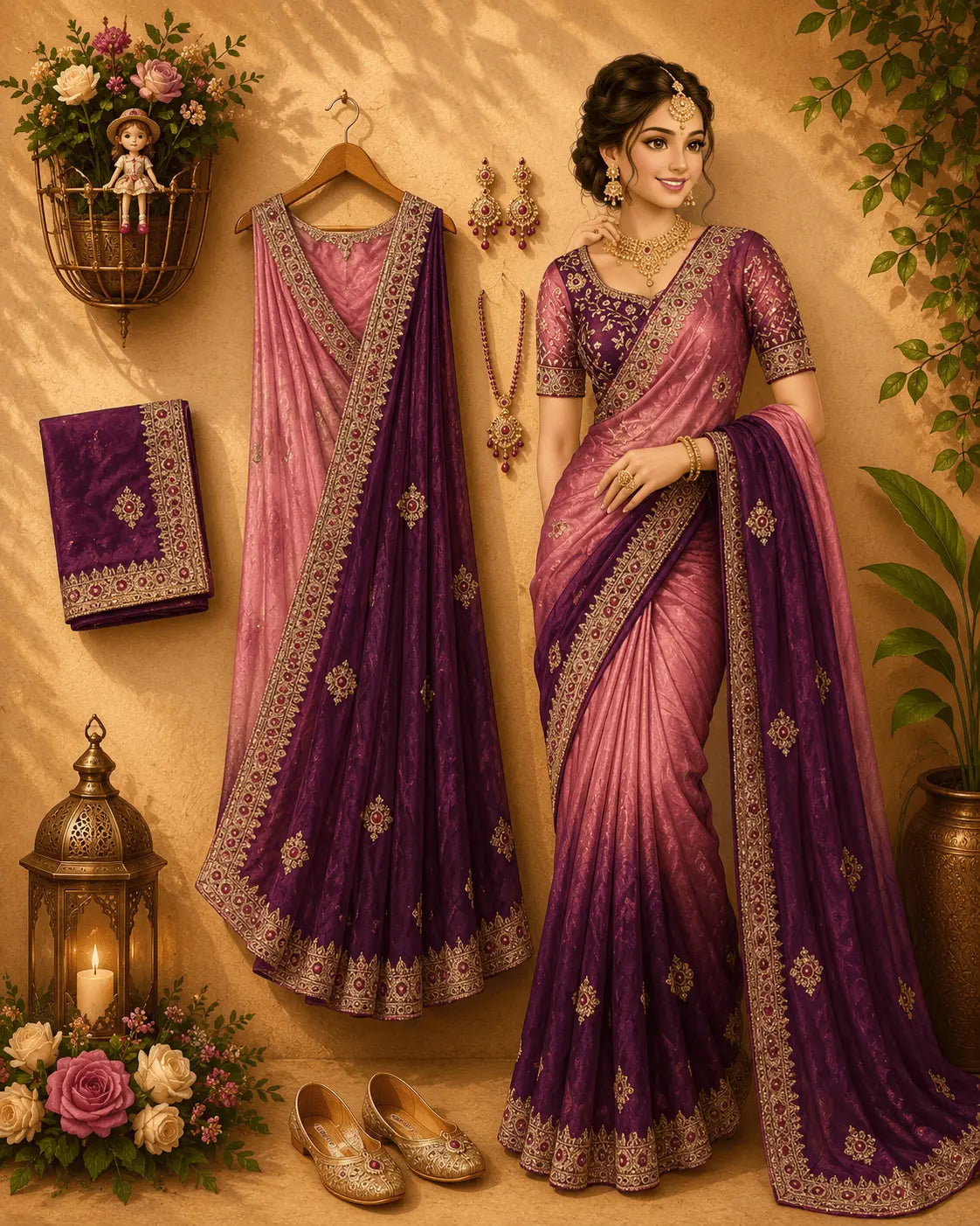 Two Tone Space Silk Saree
