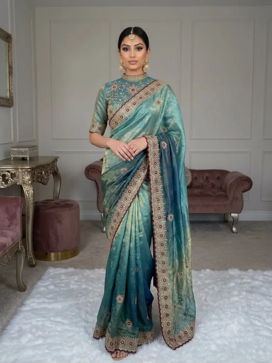 Two Tone Space Silk Saree