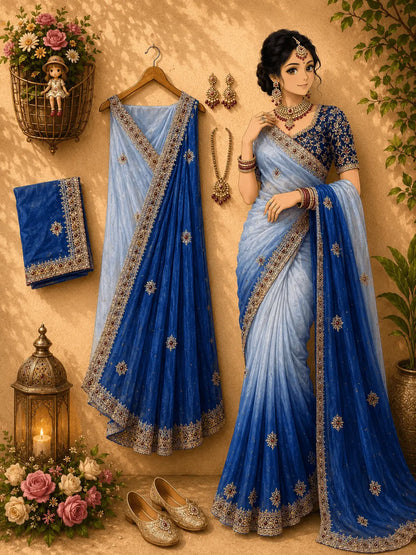 Two Tone Space Silk Saree