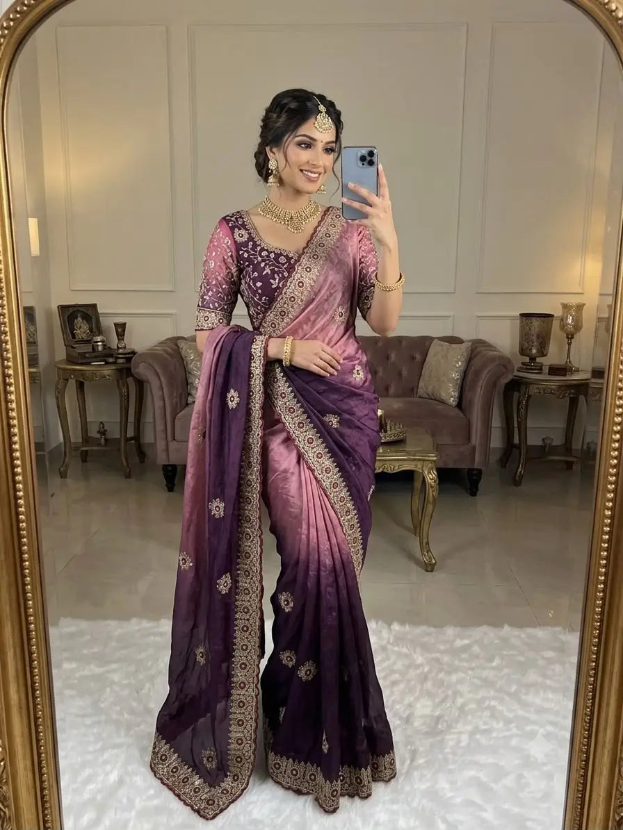 Two Tone Space Silk Saree