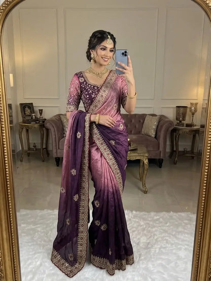 Two Tone Space Silk Saree