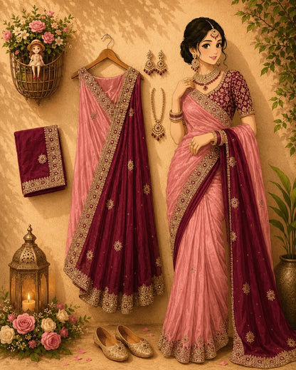 Two Tone Space Silk Saree