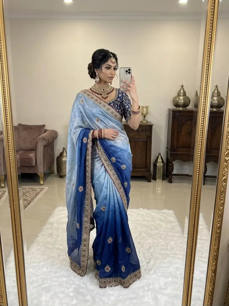 Two Tone Space Silk Saree